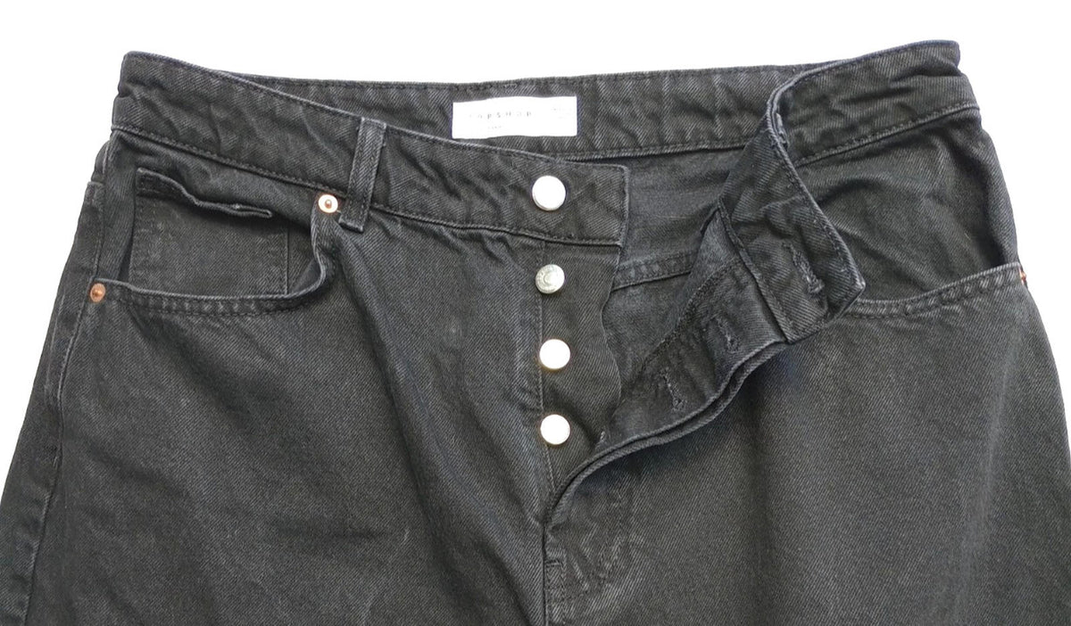 TopShop Black Topshop Jeans Men's UK Size 34" Waist 32" Leg Black 100% Cotton 5 Pocket Design
