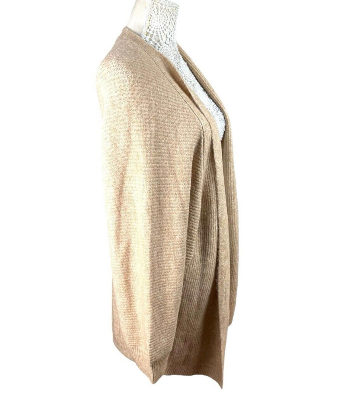 New Look Beige Long Cardigan Soft Touch Relaxed Fit Open Front Women's UK Size S