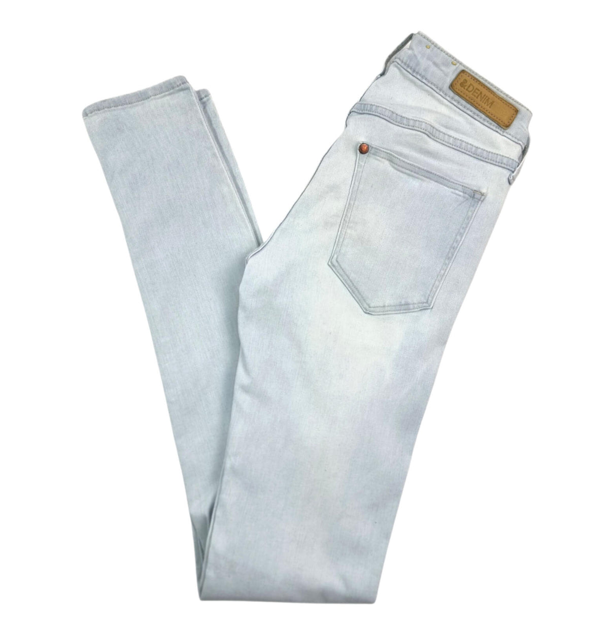 H&M LightBlue H&M Jeans Women's UK Size W27 L31 Light Blue Super Skinny Low Waist Zip Front