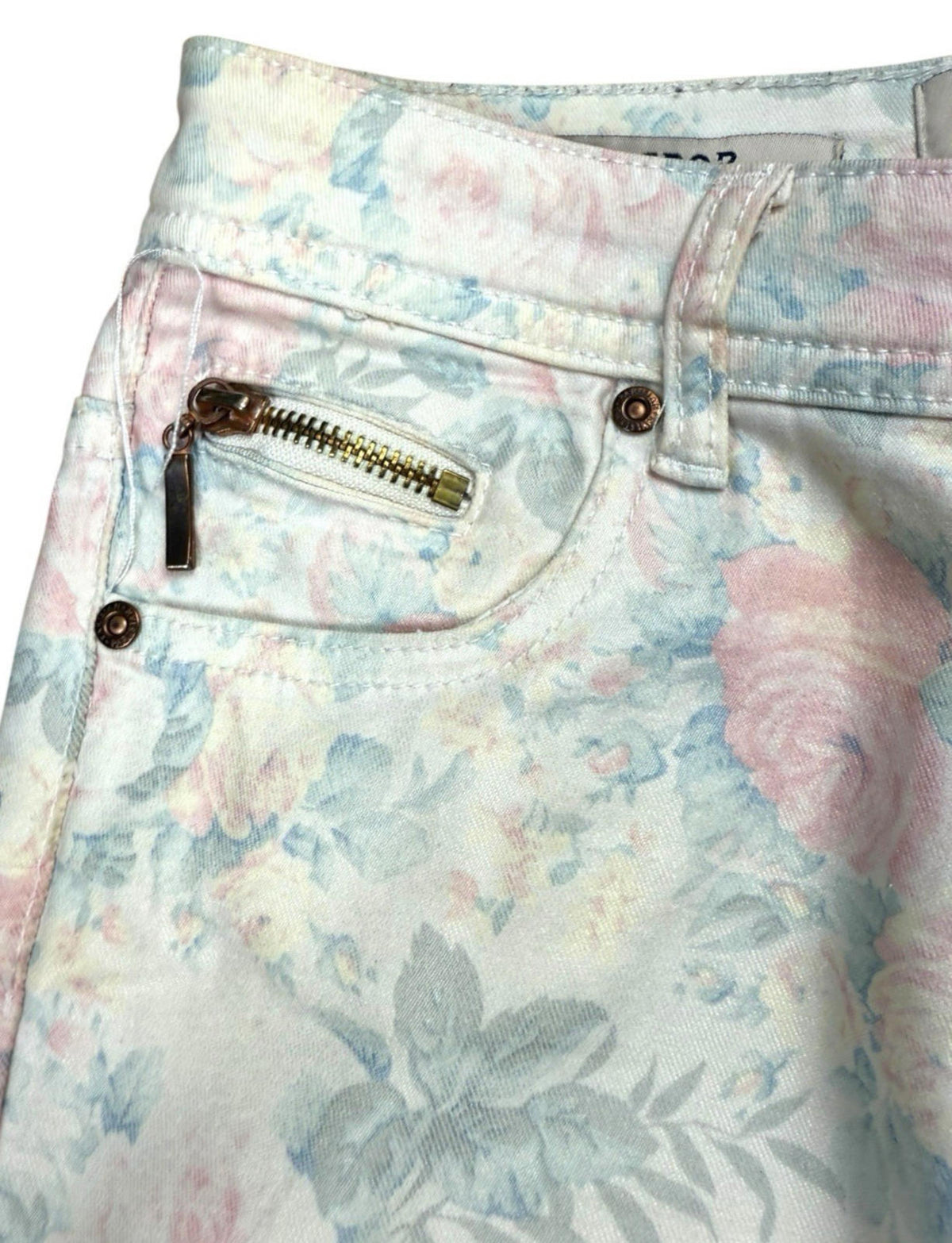 Parisian Collection Cropped Jeans Floral Print Stretch Women's UK Size 8