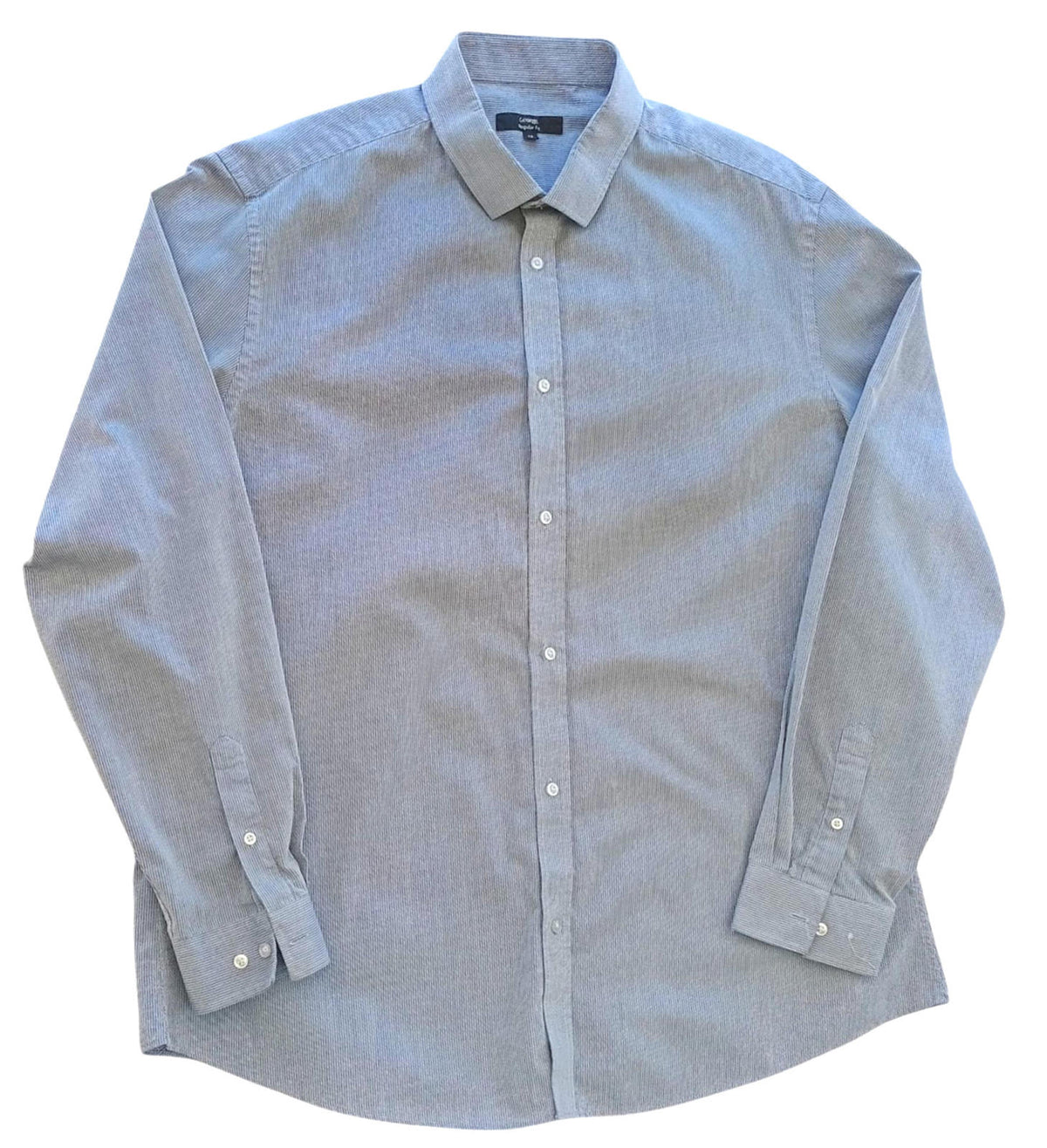 George Shirt Long Sleeve Grey Geometric Easy Care Men's UK Size XXXL 3XL