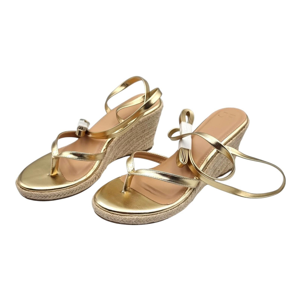 JustFab Gold JUSTFAB Ambretta Wrap Wedge Sandals Shoes Gold Women's UK Size 9