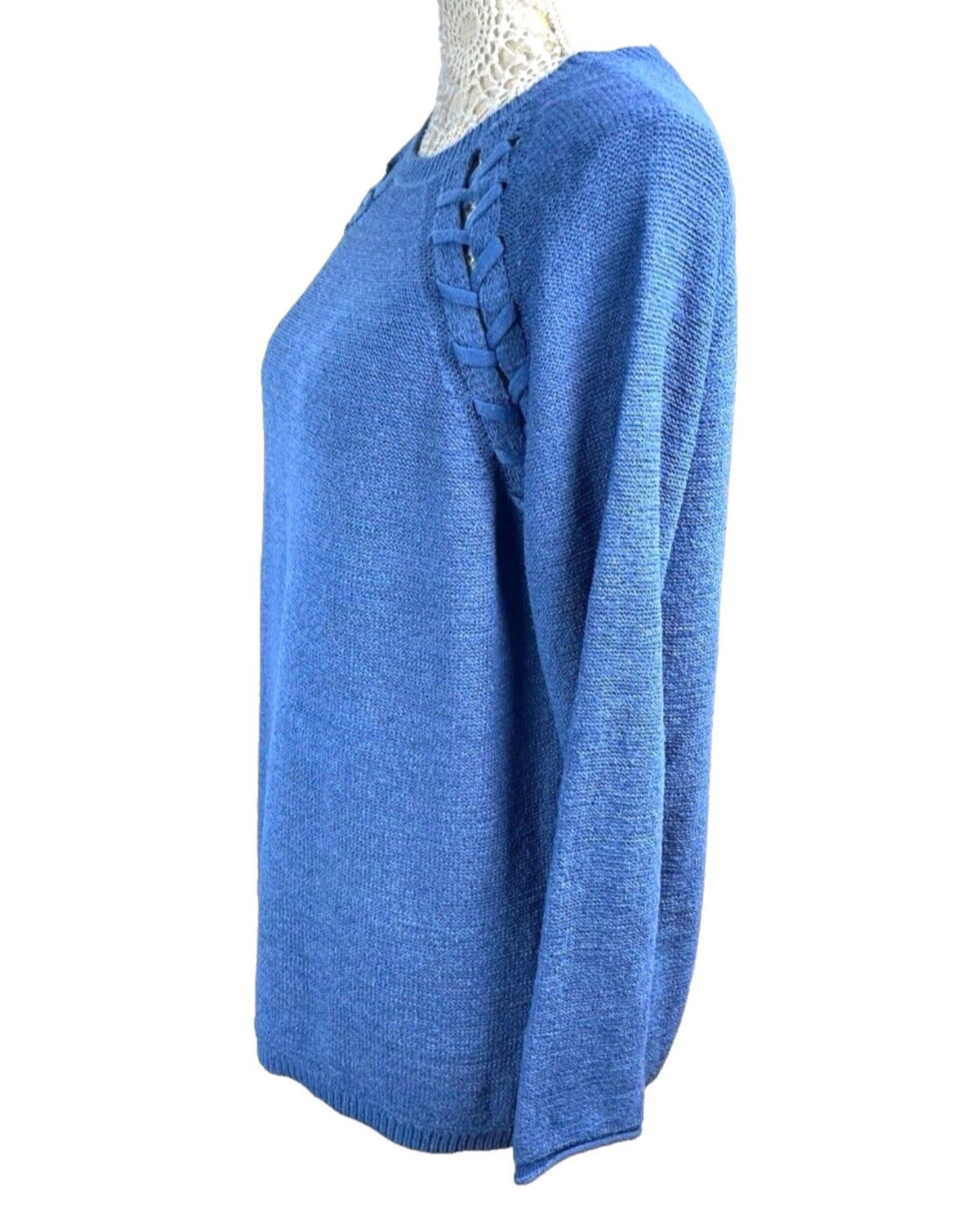 Papaya Jumper Blue Knit Textured Detail Women's UK Size M