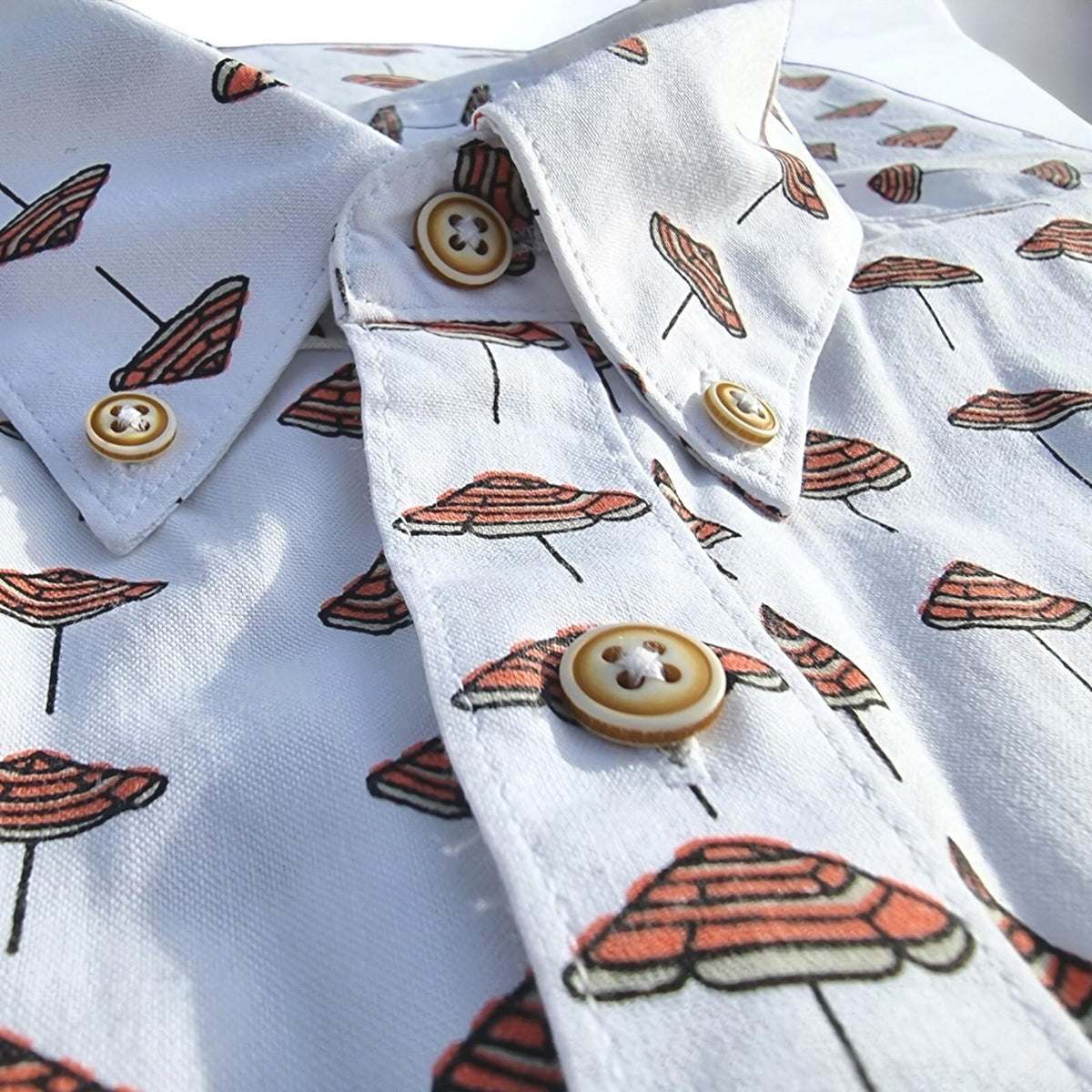 Barney Cools Shirt Short Sleeve Sunbrella Print Shirt White Men's UK Size M