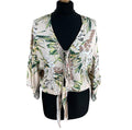 River Island Pink Floral Crop Top Tie Front 3/4 Sleeve Pastel Women's UK Size 12