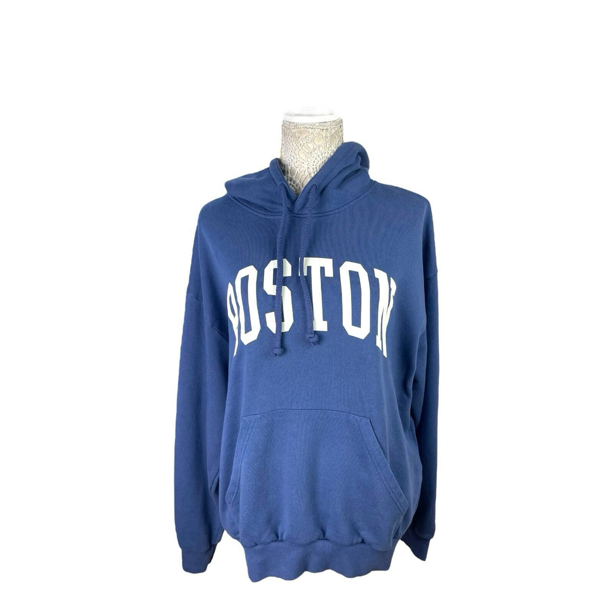 Pull&Bear Pacific Republic Navy Blue Boston Hoodie Oversized Women's UK Size XS