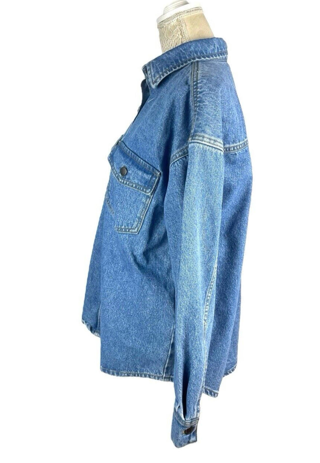 Nasty Gal Blue Denim Shirt Top Button Up Women's UK Size 10
