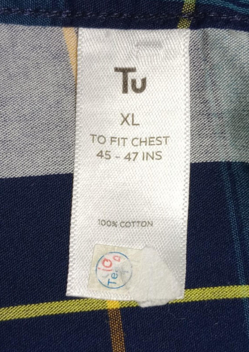 Tu Man Shirt Men's UK Size XL Check Short Sleeve 100% Cotton Pocket