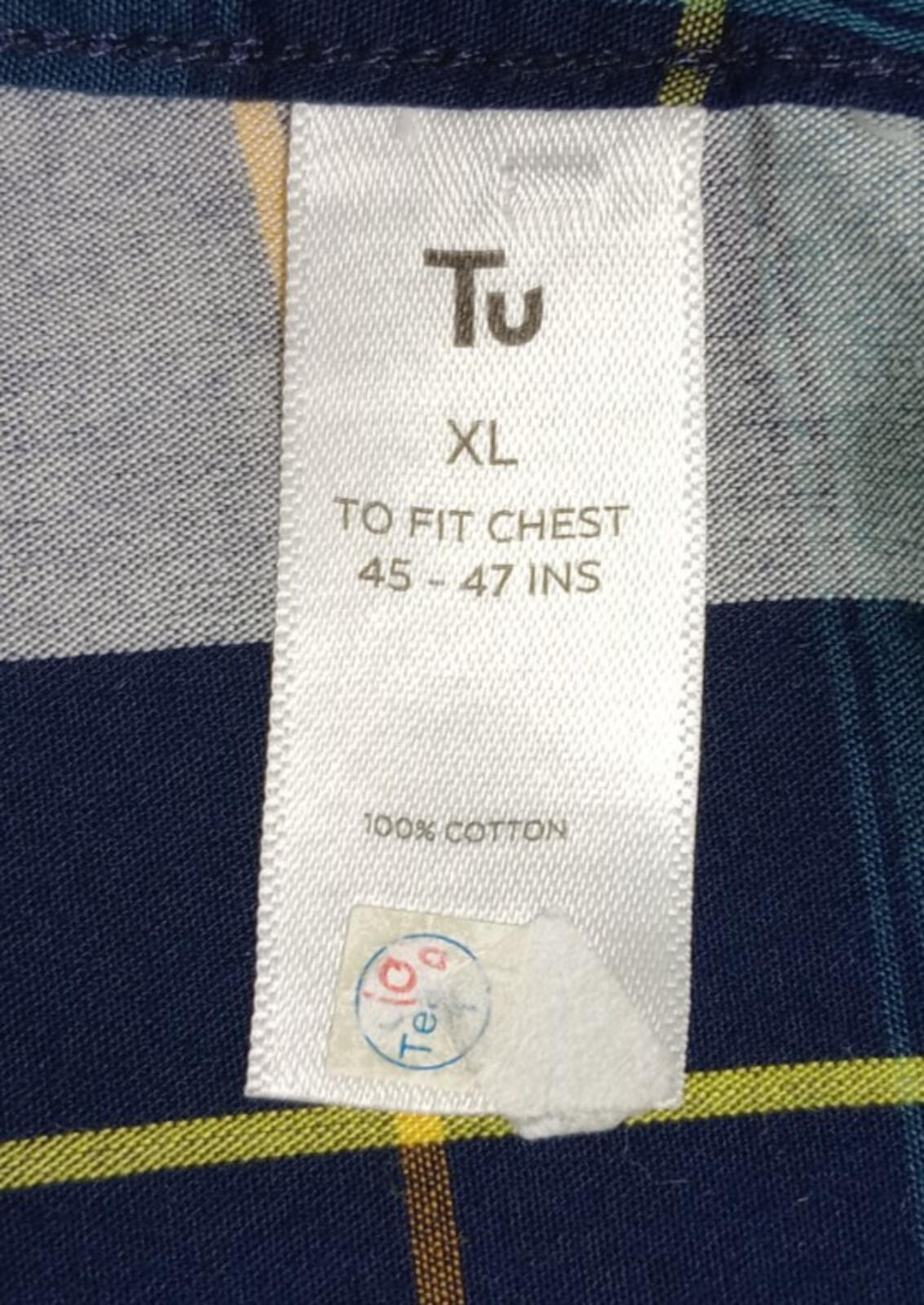 Tu Man Shirt Men's UK Size XL Check Short Sleeve 100% Cotton Pocket