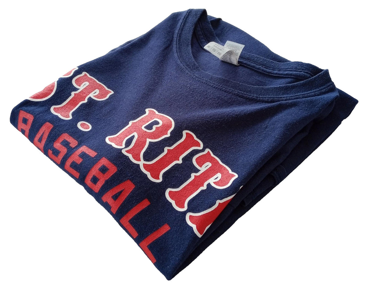 Gildan Blue St. Rita Baseball Graphic Print T-Shirt Men's UK Size XL Blue Crew Neck