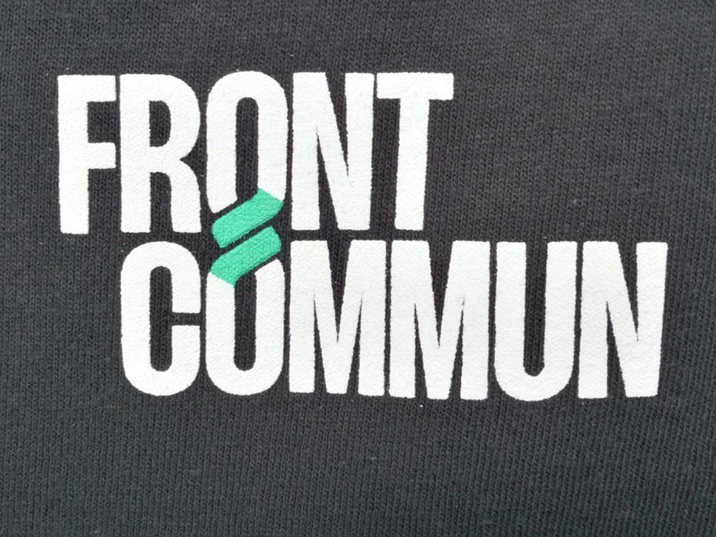 Gildan Black Front Commun Graphic Print T-Shirt Men's Size S Black Crew Neck 100% Cotton