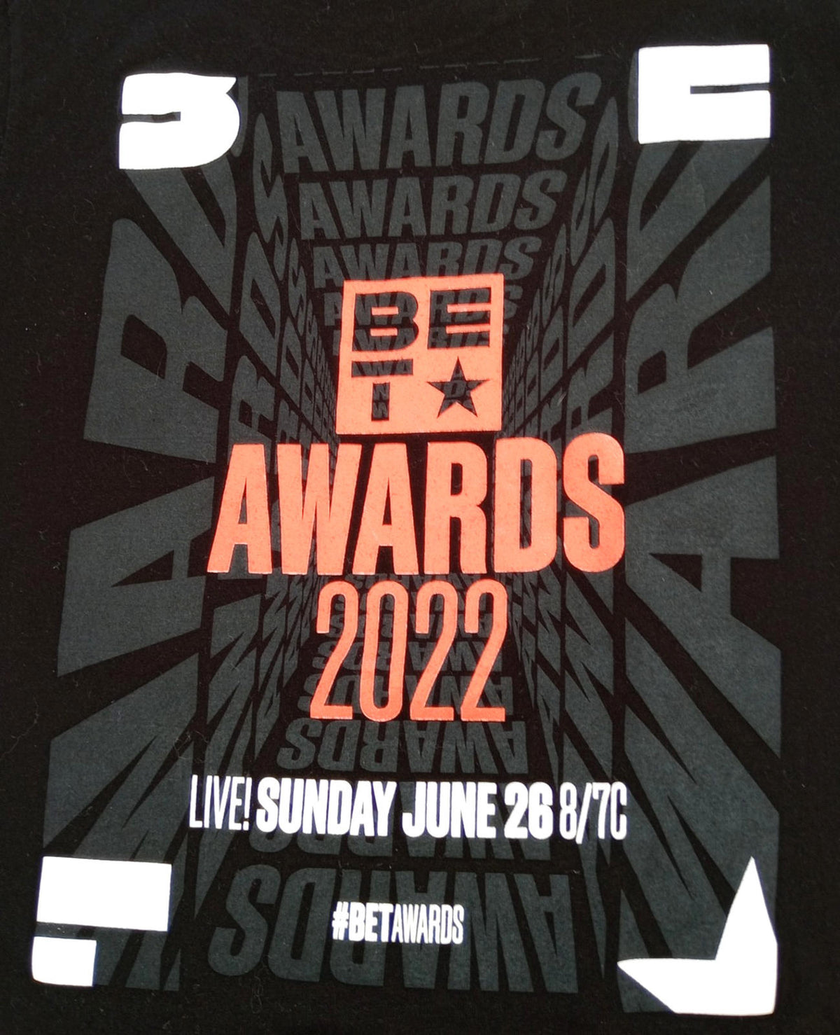 BET Awards Graphic Print T-Shirt Men's UK Size L Black Crew Neck 100% Cotton