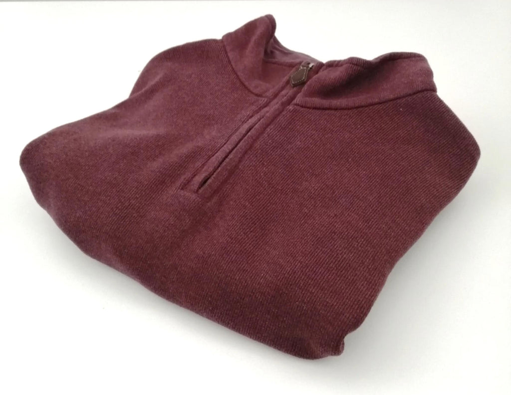 Lands' End Red Land's End 1/4 Zip Burgundy Sweatshirt Men's Size XL Jumper 100% Cotton