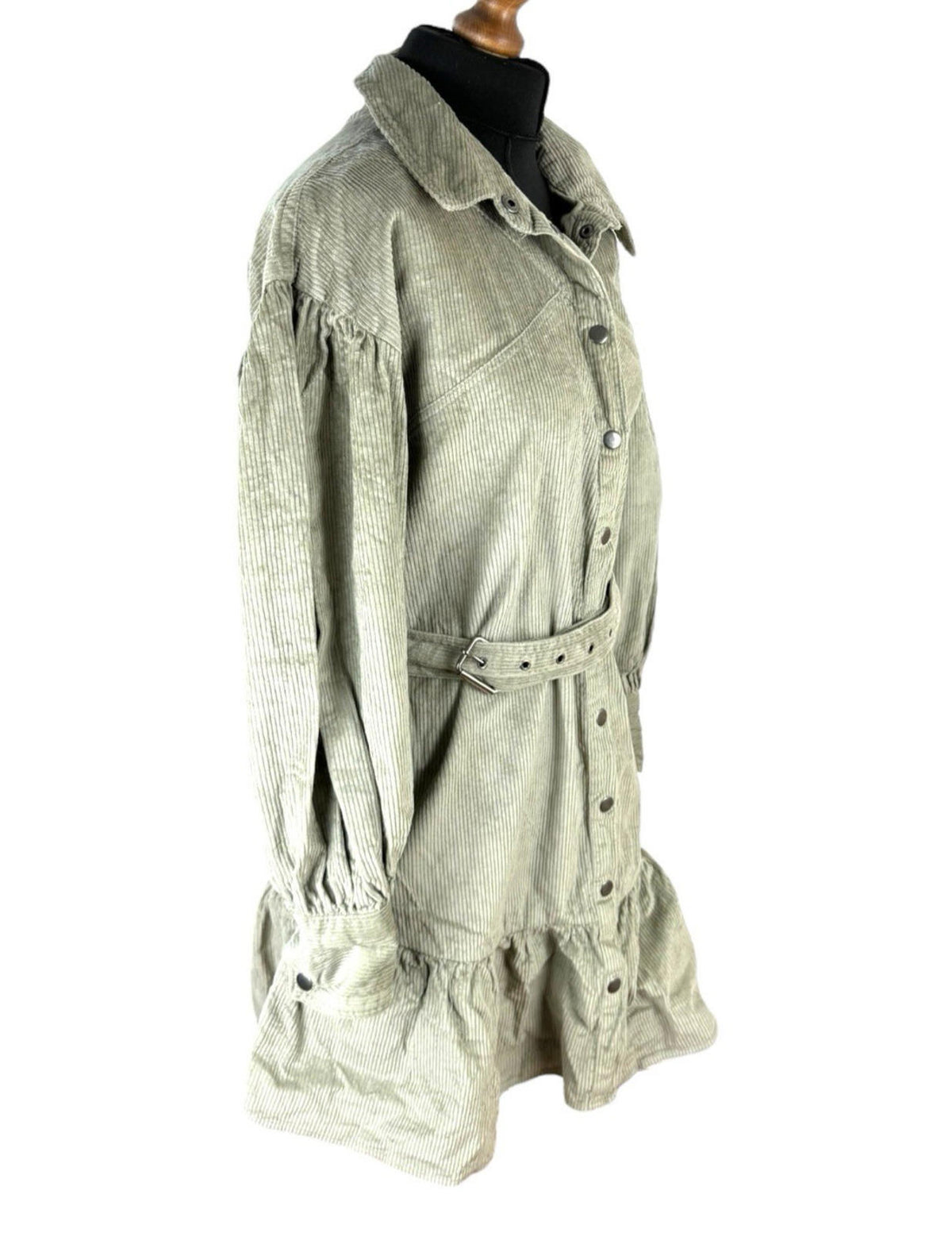 ASOS Khaki Green Shirt Dress Corduroy Belted Women’s UK Size 18