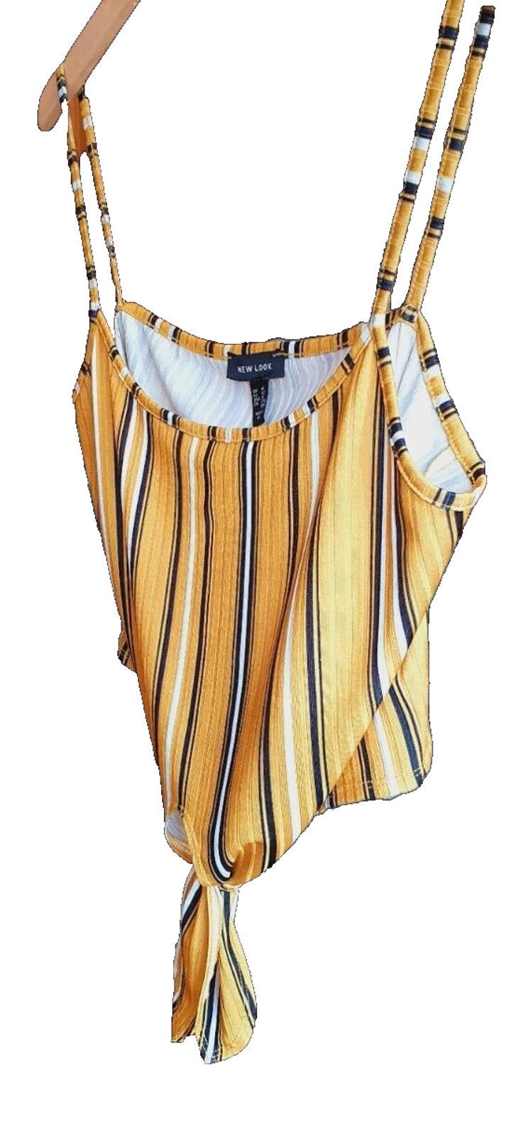 New Look Stripe Tie Front Crop Top Women's UK Size 14