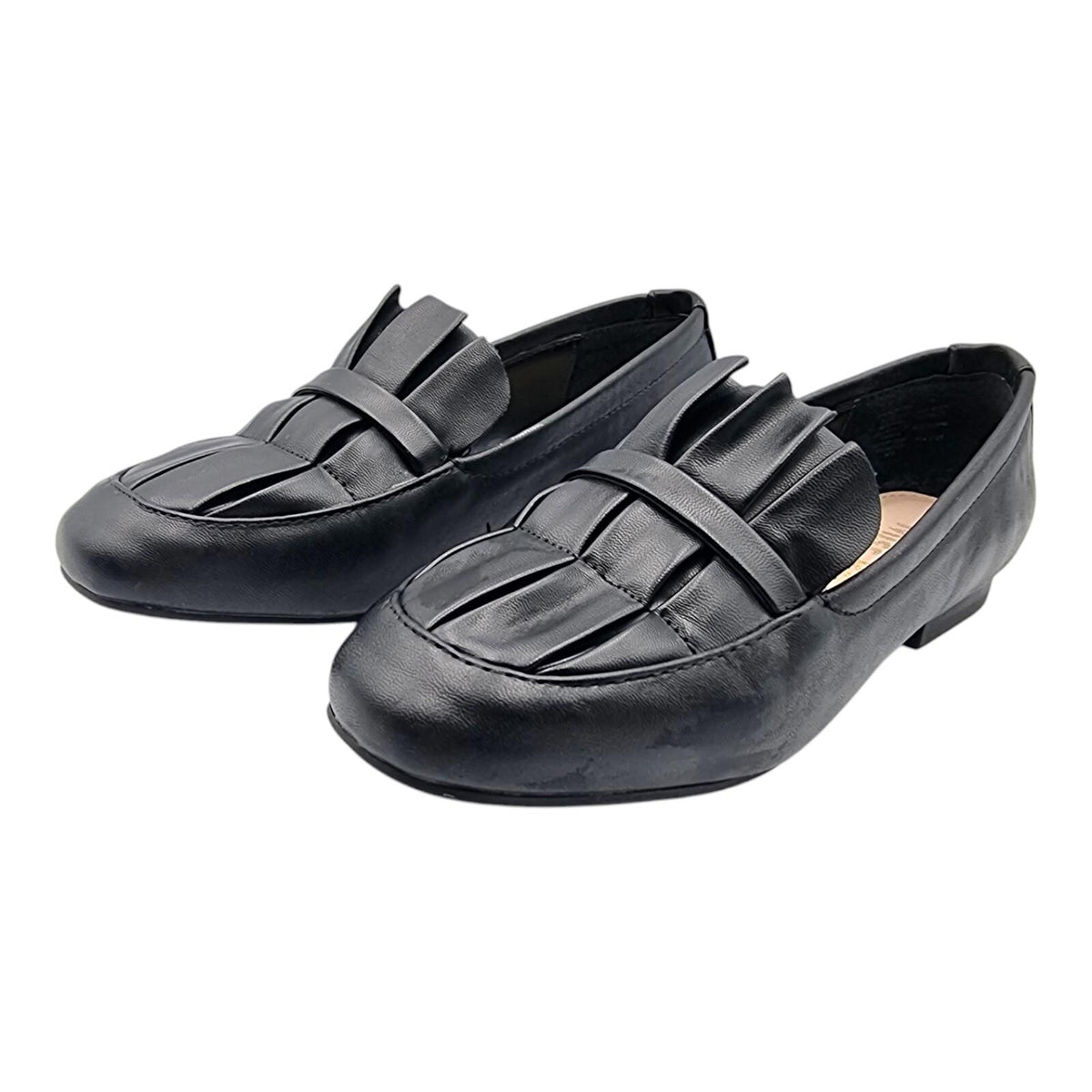 Miss KG Black Miss KG Black Slip On Flat Shoes Flats Pleated Nicky Design Women's UK Size UK 3