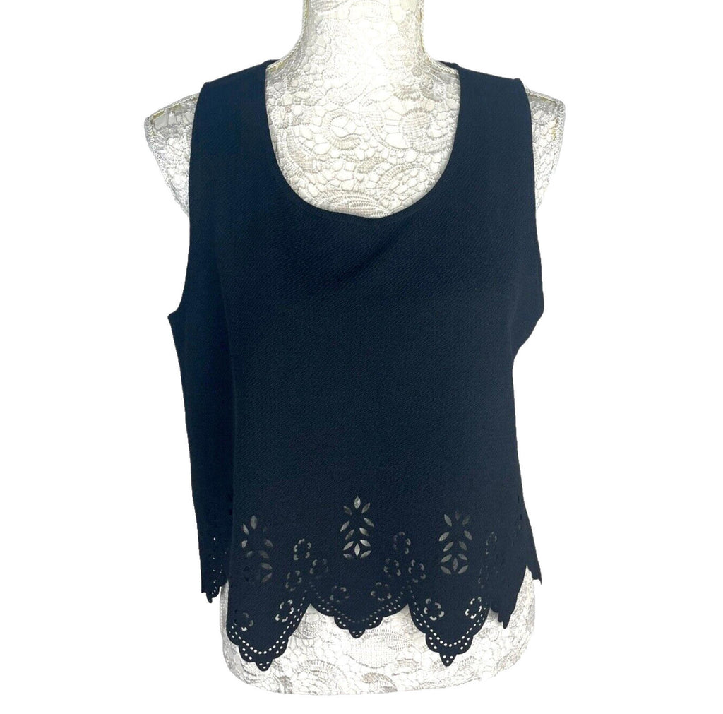 Select Black Select Crop Top Black Laser Cut Scallop Trim Women's UK Size 14