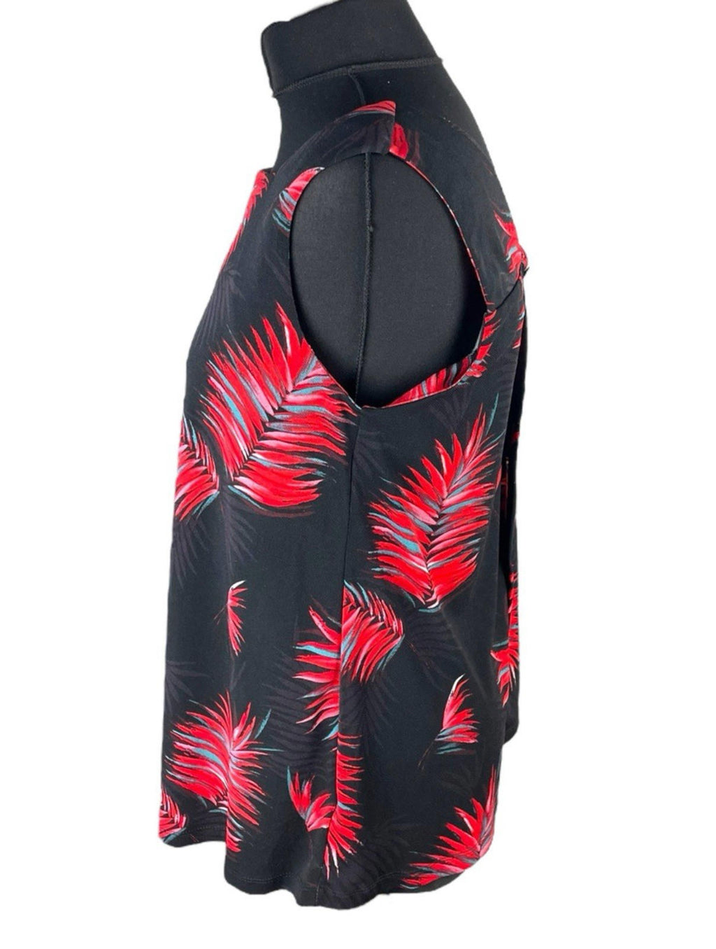 Next Red Leaf Print Tank Top Blouse Square Neck Summer Women's UK Size 10