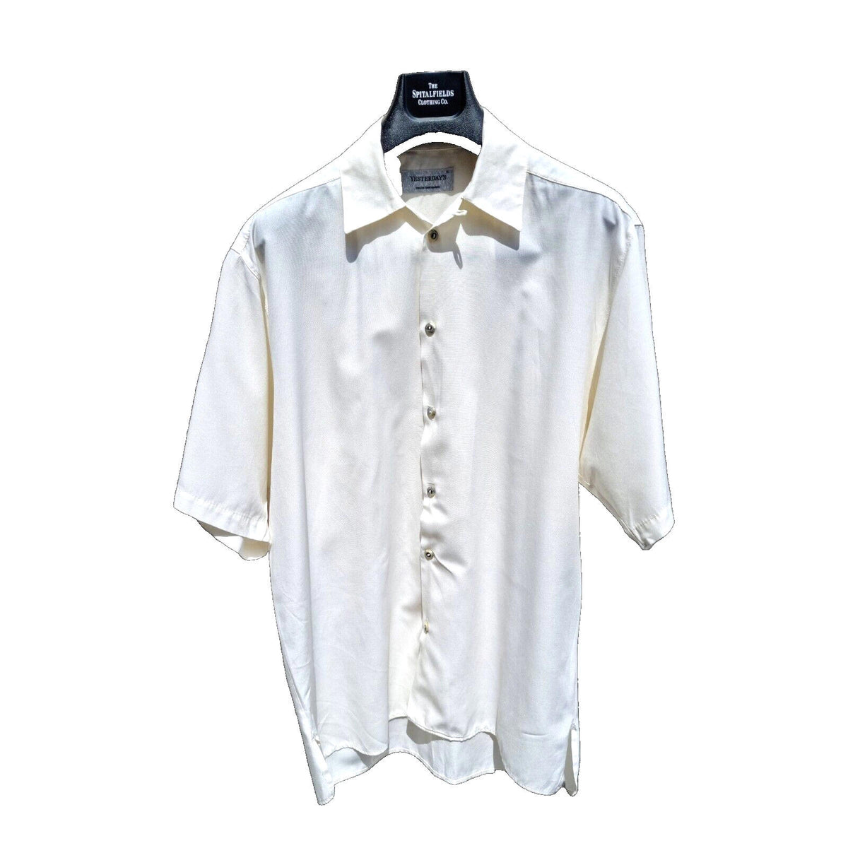Yesterdays Mens Shirt Cream Ivory Short Sleeve Button Up Smart Casual 15" Collar
