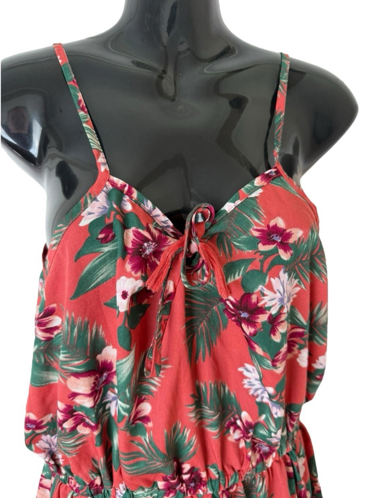 Studio Red Floral Playsuit Spaghetti Strap Women's UK Size 12 Summer