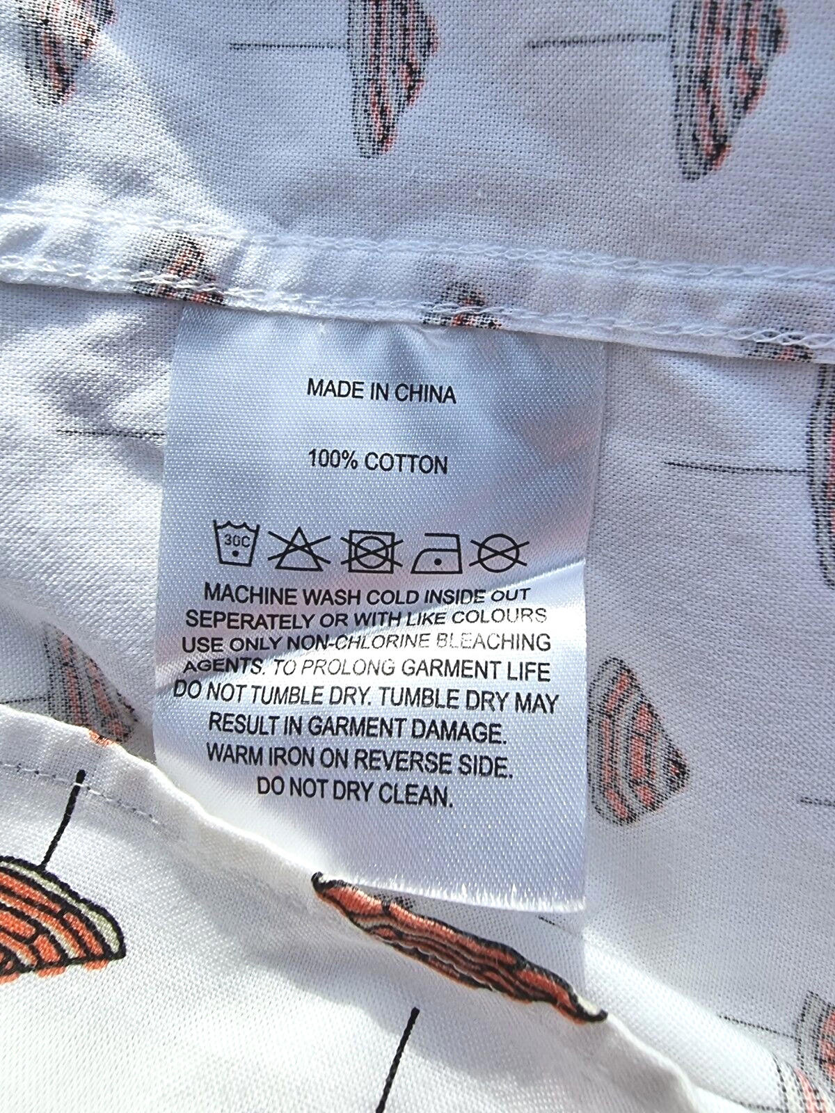 Barney Cools Shirt Short Sleeve Sunbrella Print Shirt White Men's UK Size M