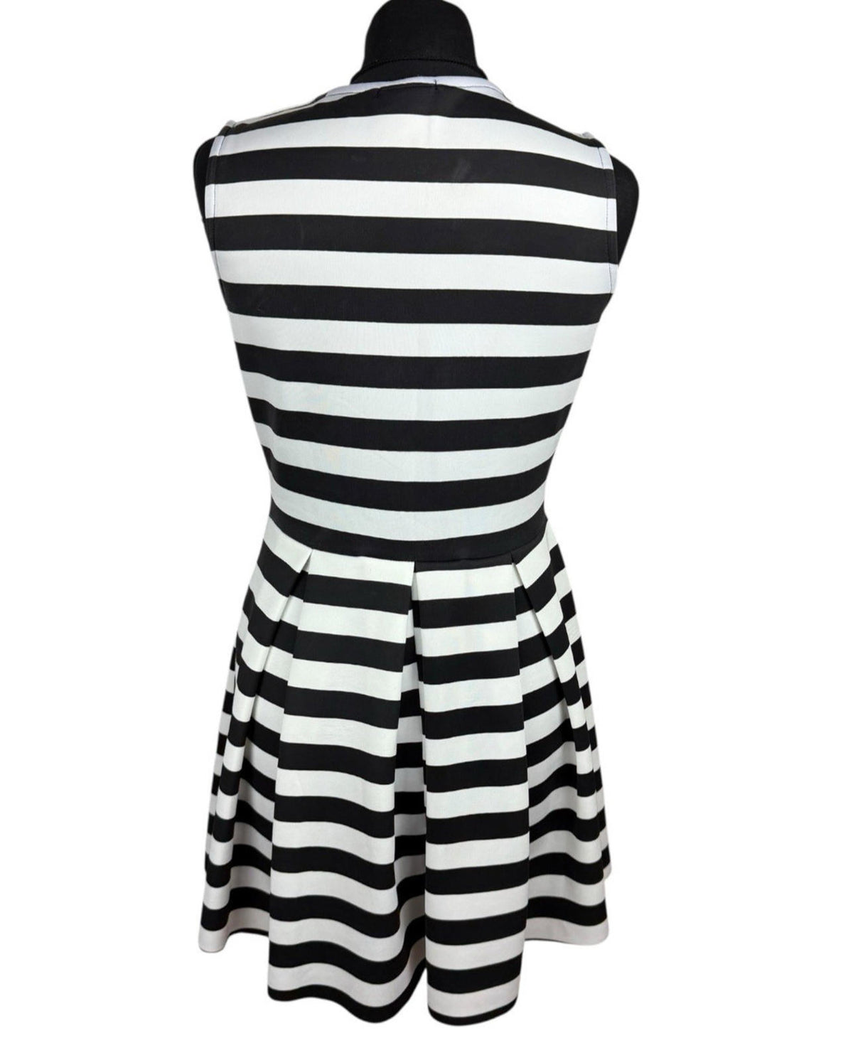 I-X London Striped Dress Women's UK Size 12 Fit & Flare Sleeveless Pleated Skirt