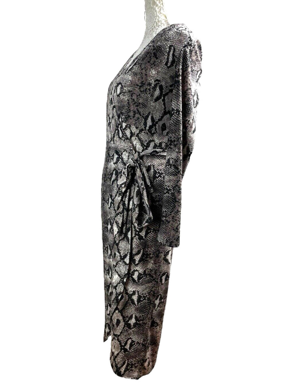 Blue Vanilla Snake Skin Wrap Dress Belted Midi Women’s UK Size 12