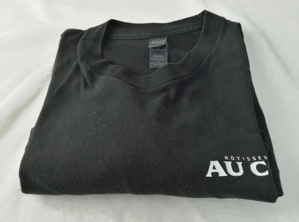 M&O KNITS Black Chicken Graphic Print T-Shirt Men's Size M Black Crew Neck 100% Preshrunk Cotton