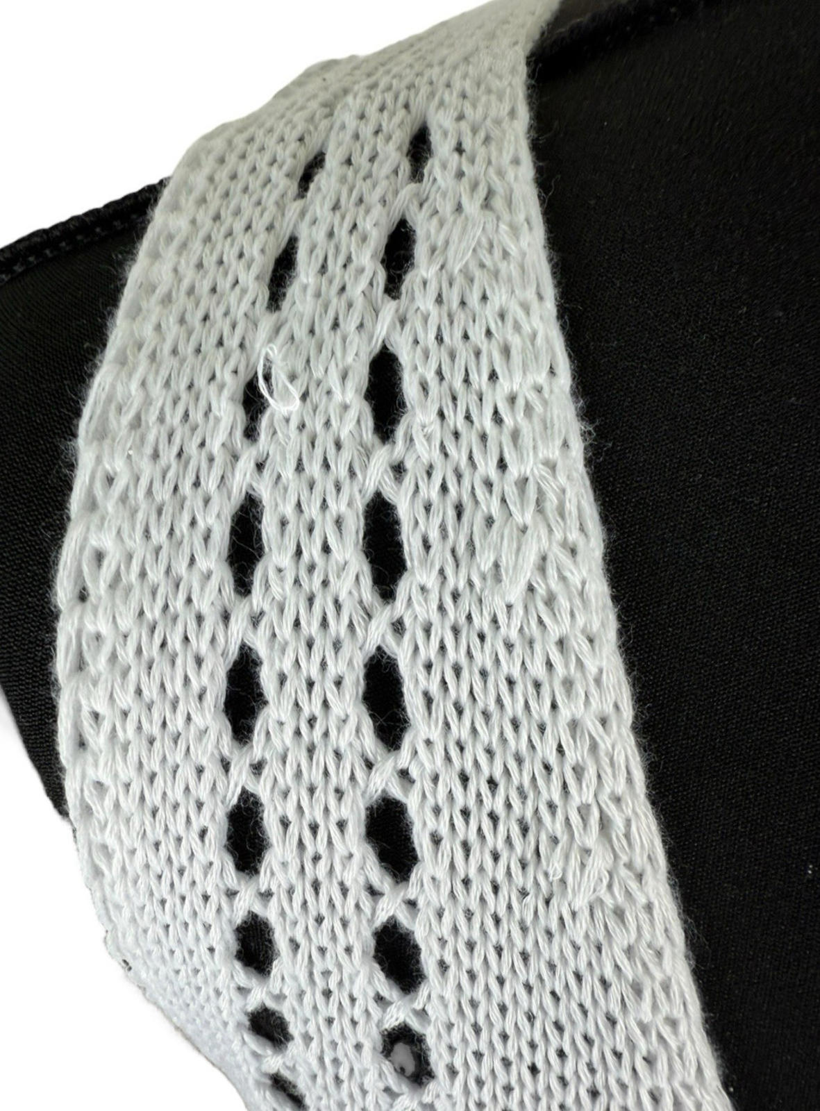 White Knit Micro Crop Top Perforated Hole Design Women's UK Size 8