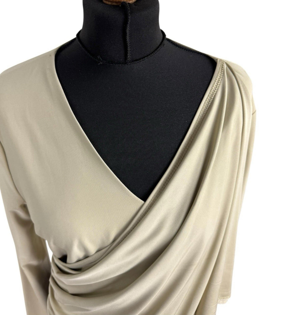 Red Label Beige Layered Top Slimming Long Sleeve Stretch Women's UK Size S