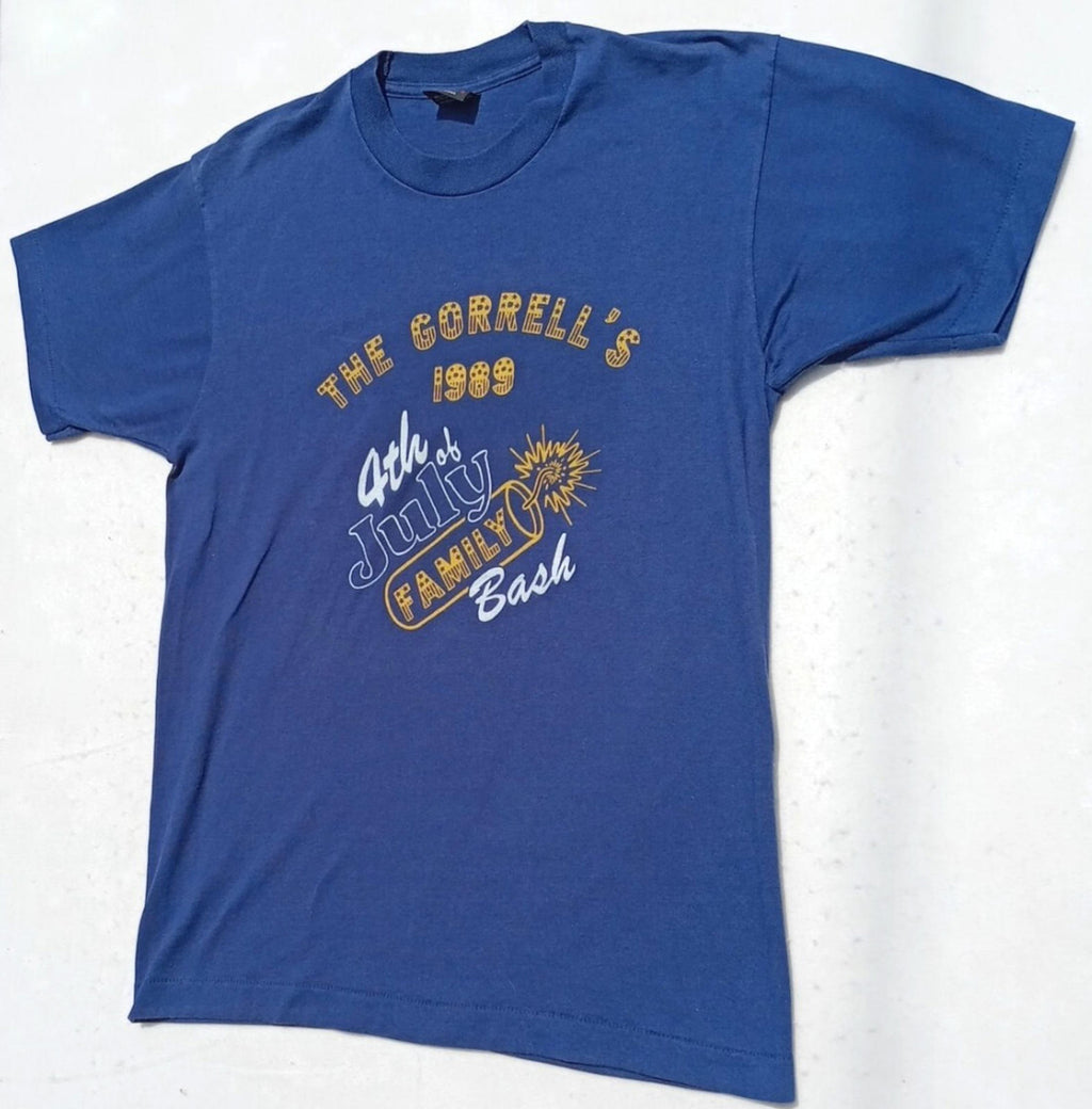 Screen Stars Best T Shirt Men's UK Size L Blue Graphic Print 4th July American