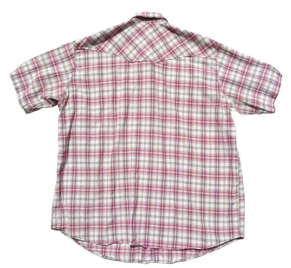 Jacamo Men's Shirt UK Size XL Red White Check Graphic Print Snap Buttons Pockets
