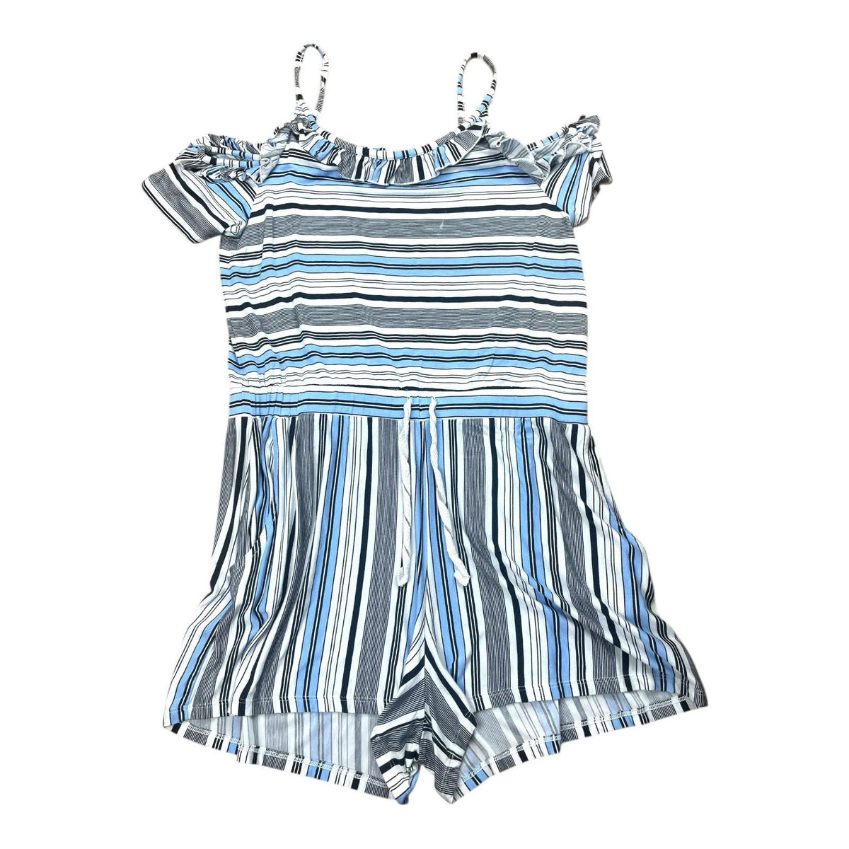 TU Stripe Playsuit Frill Detail Drawstring Waist Women's UK Size 12