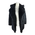Boohoo Black Teddy Fleece Coat Relaxed Fit Collared Women's UK Size 10