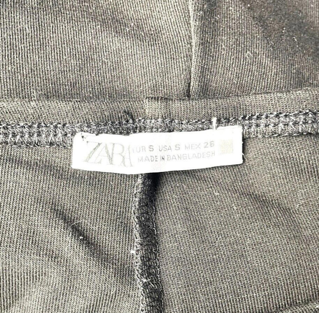 Zara Jumpsuit Women's UK Size Small Black Cotton Tight Fit High Neck Stretch