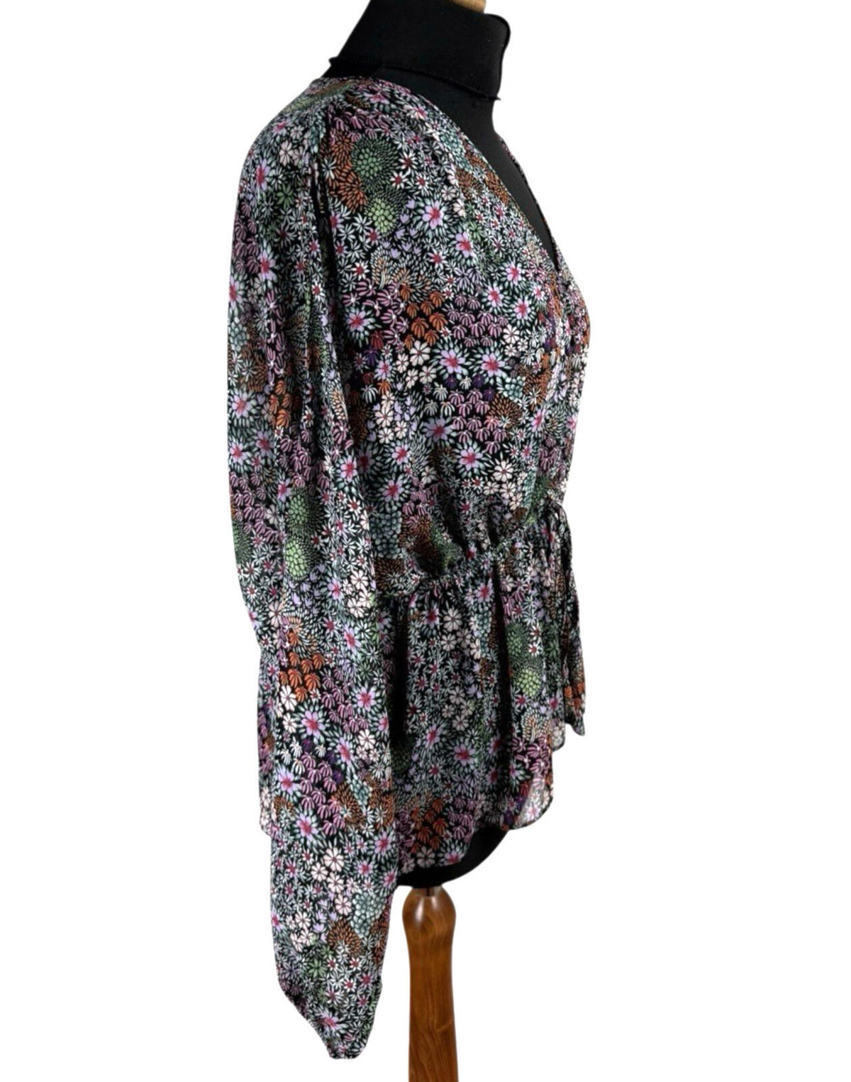 George Black George Floral chiffon Blouse Women's UK Size Multicolour Long Sleeve Semi Sheer