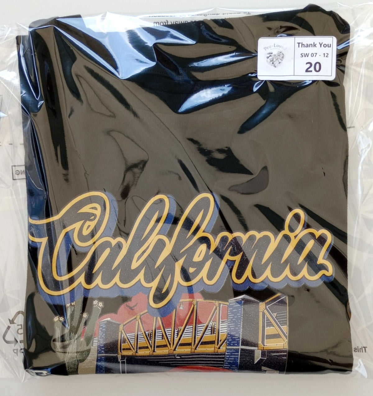 SHEIN Black California Graphic Print T-Shirt Men's UK Size S Black Crew Neck 100% Cotton