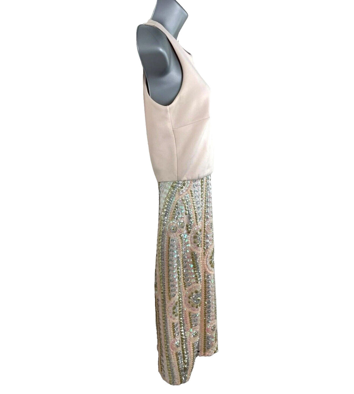 ASOS Pencil Dress Women's UK Size 8 Pale Pink Embellished Summer Smart Formal