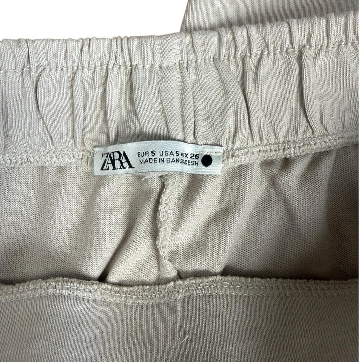 Zara Wide Leg Trousers Women’s UK Size S High Waist Tie Front Beige