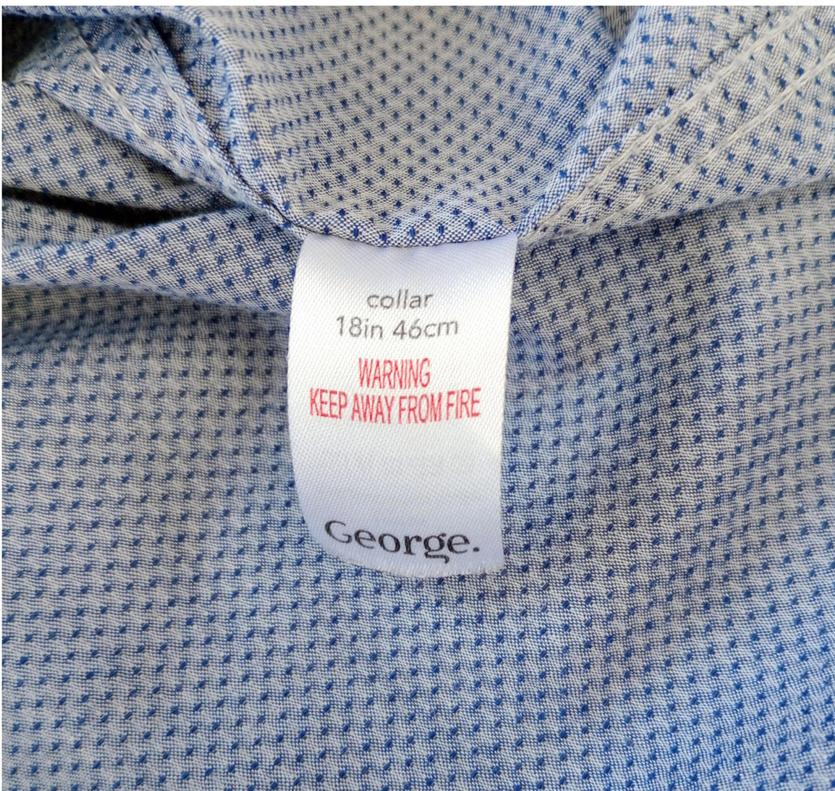 George Shirt Long Sleeve Grey Geometric Easy Care Men's UK Size XXXL 3XL