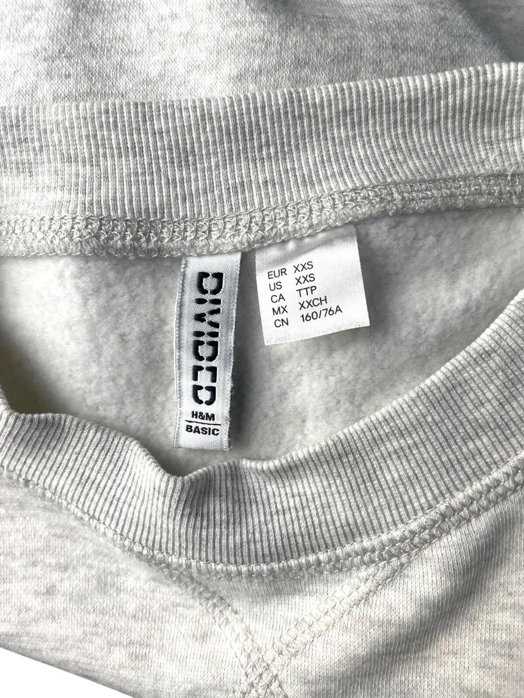Divided Light Grey Oversized Sweater Crew Neck Fleece Lined Women's UK Size XXS