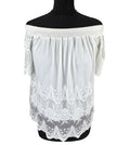 New Look Off Shoulder Blouse Women's UK Size 10 White Lace Trim Shirred Bardot