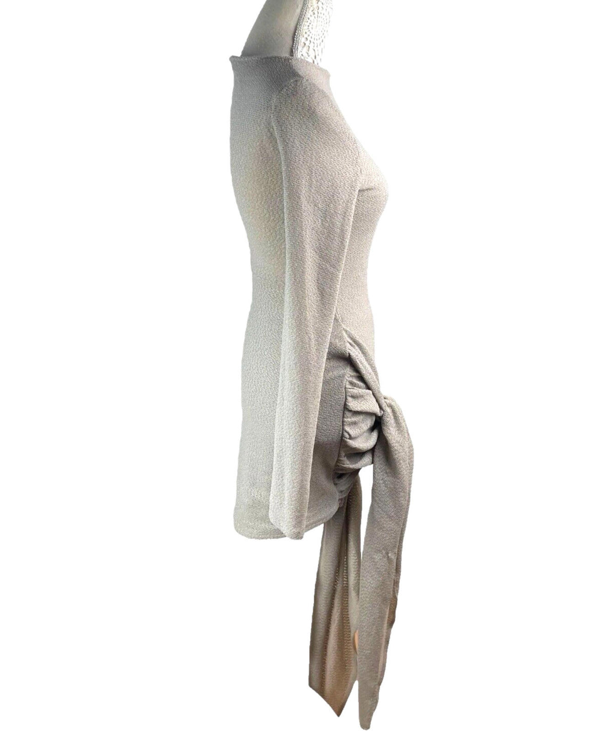 Grey Knit Wrap Fitted Mini Dress Women's UK Size 8