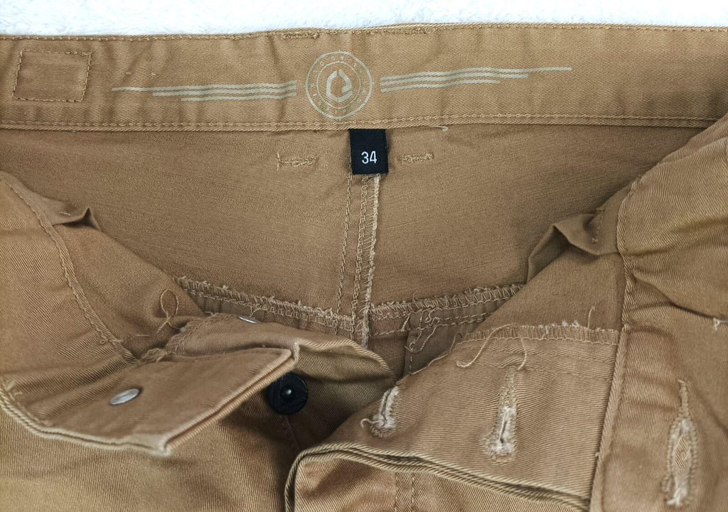 EJ Denim Chino Shorts Men's UK Size W34 Brown Tan Cotton Button Front