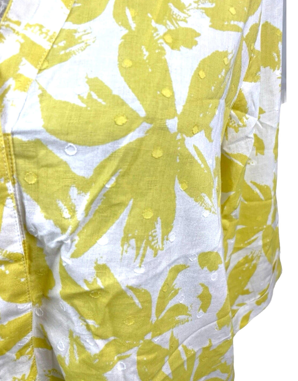 Marks and Spencer Yellow Marks & Spencer Blouse Floral Tunic Style 100% Cotton Women's UK Size 12