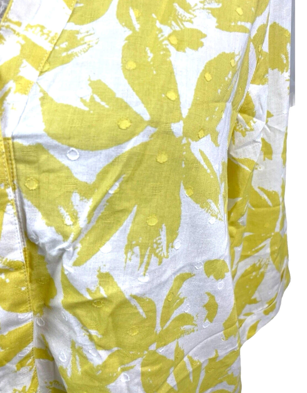 Marks and Spencer Yellow Marks & Spencer Blouse Floral Tunic Style 100% Cotton Women's UK Size 12