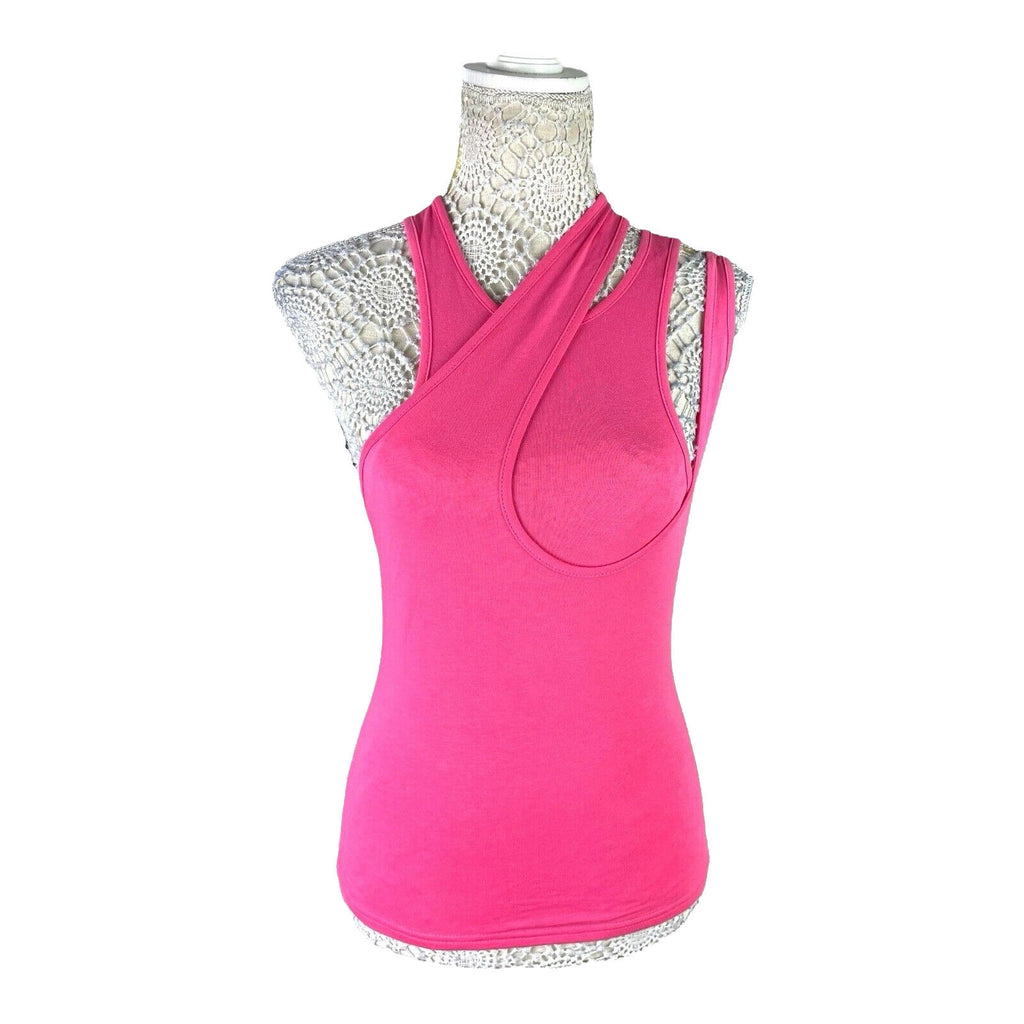 Pretty Little Thing Tank Top Pink Multi Strap Women's UK Size 8