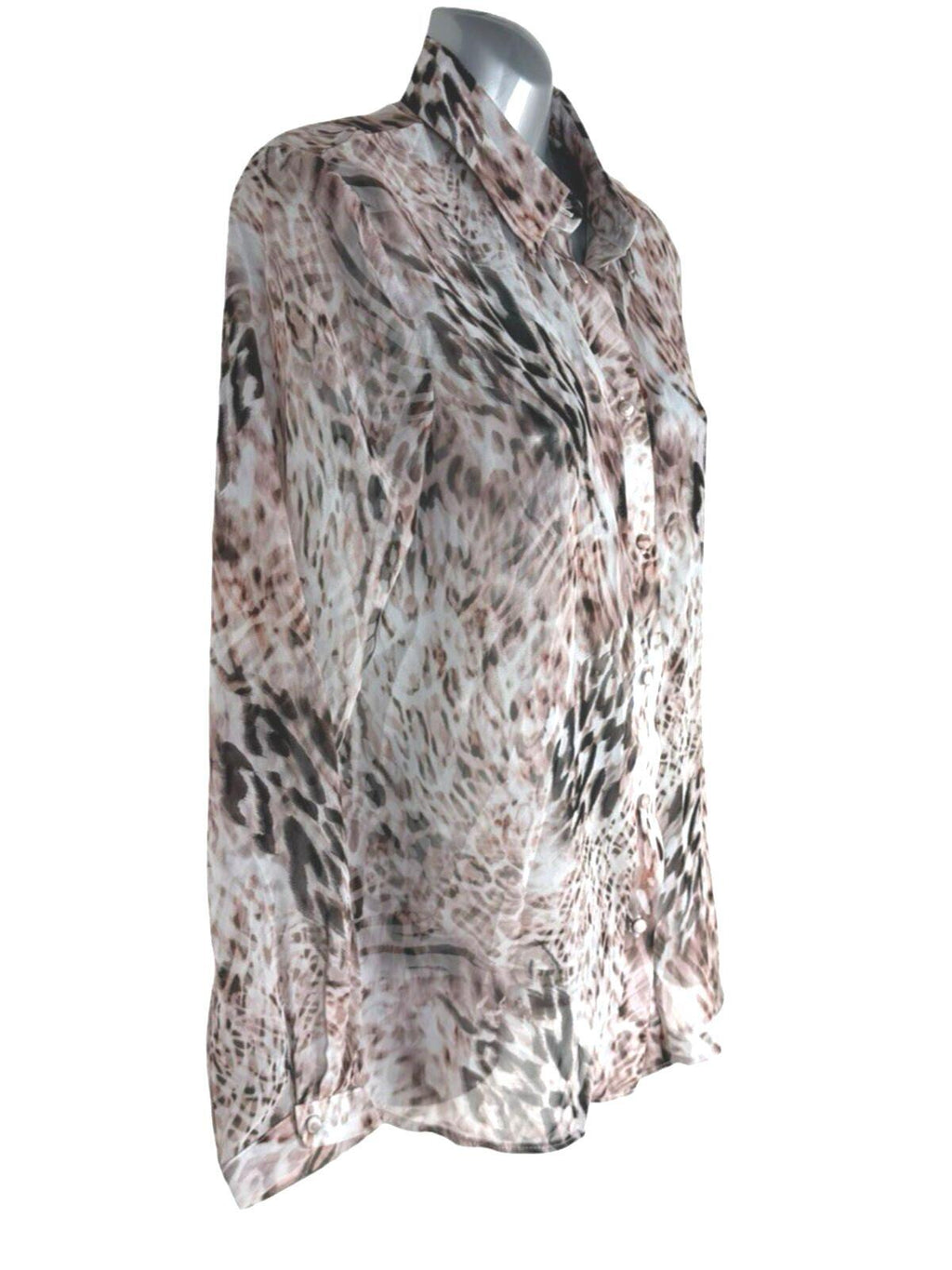 Lipsy Sheer Chiffon Shirt Blouse Women's UK Size 10 Relaxed Fit Animal Print