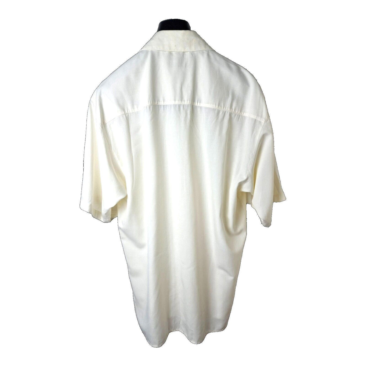 Yesterdays Mens Shirt Cream Ivory Short Sleeve Button Up Smart Casual 15" Collar