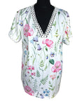Just Fashion V-Neck Blouse Top Women's UK Size M Floral Print Contrast Lace Trim